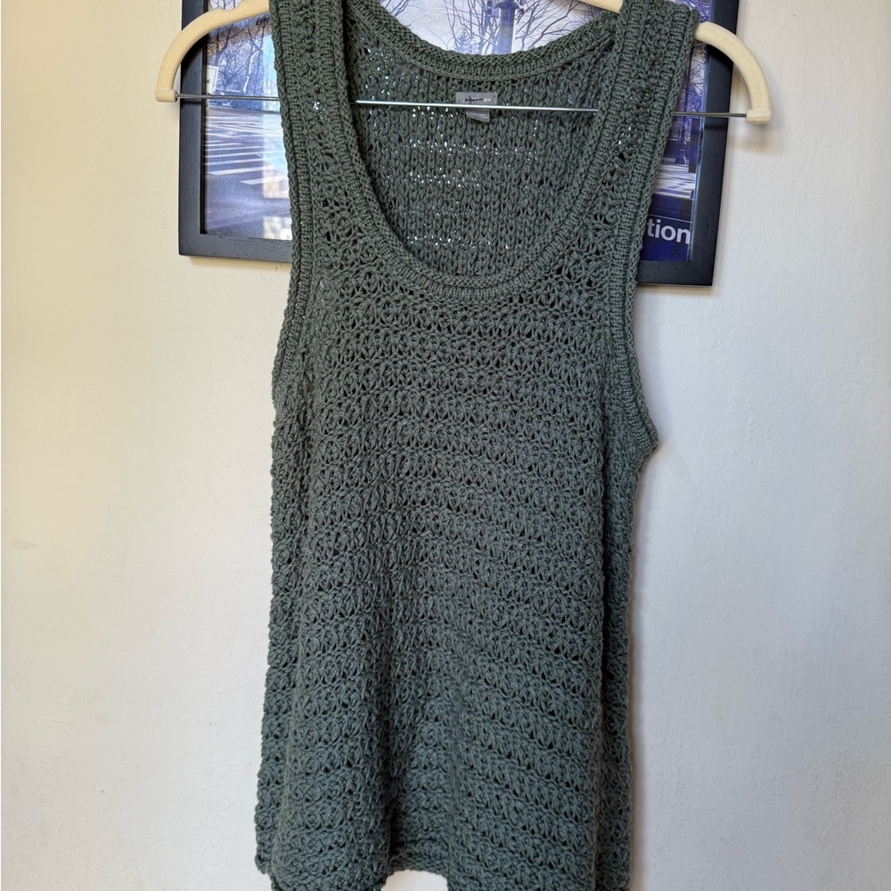 Aerie Olive Crochet Tank Top